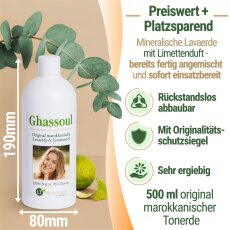 Lavaerde/Ghassoul Fertigmischung | mit original marokkanischer Tonerde | Limettenduft | chemie- &amp; seifenfrei | 500 ml | vegan &amp; Bio | Wascherde Tonpulver