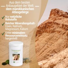 Trockenshampoo | Original aus Marokko | feines, dunkelbraunes Lavaerde-Pulver in Dose | 1 kg