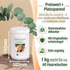 Trockenshampoo | Original aus Marokko | feines, dunkelbraunes Lavaerde-Pulver in Dose | 1 kg