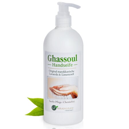 Lavaerde/Ghassoul Mischung zur Handw&auml;sche | mit original marokkanischer Tonerde | Limettenduft | chemie- &amp; seifenfrei | 500 ml mit Spender | vegan &amp; Bio | Wascherde